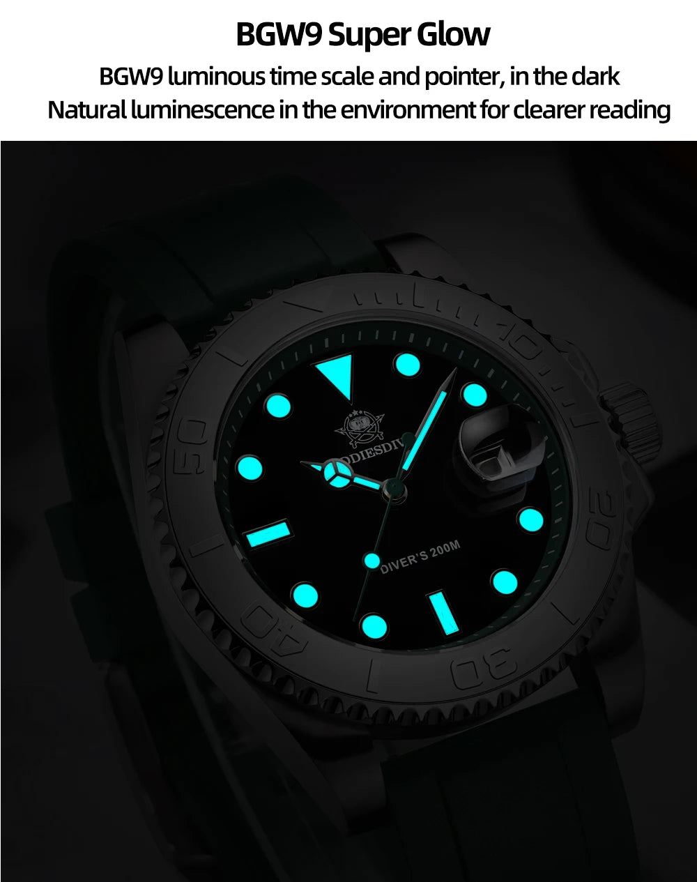 ADDIESDIVE AD2040 Man Rubber Quartz Watch Super Luminous Calendar Display 200m Waterproof  Diving Watches 41mm AD2040 Wristwatch