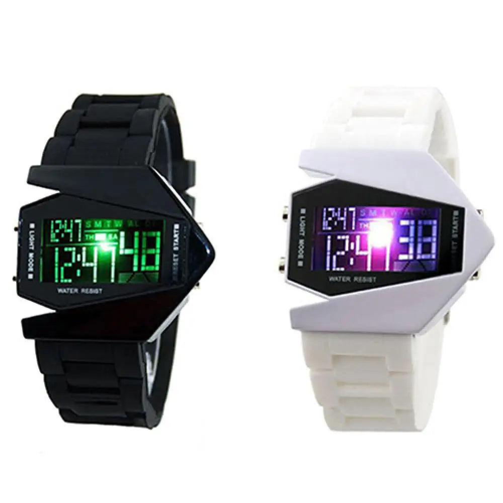 Creative Cool Men Wrist Watch Aircraft Oversized Design Light Digital Sports Plan Shaped Dial Wrist Watch