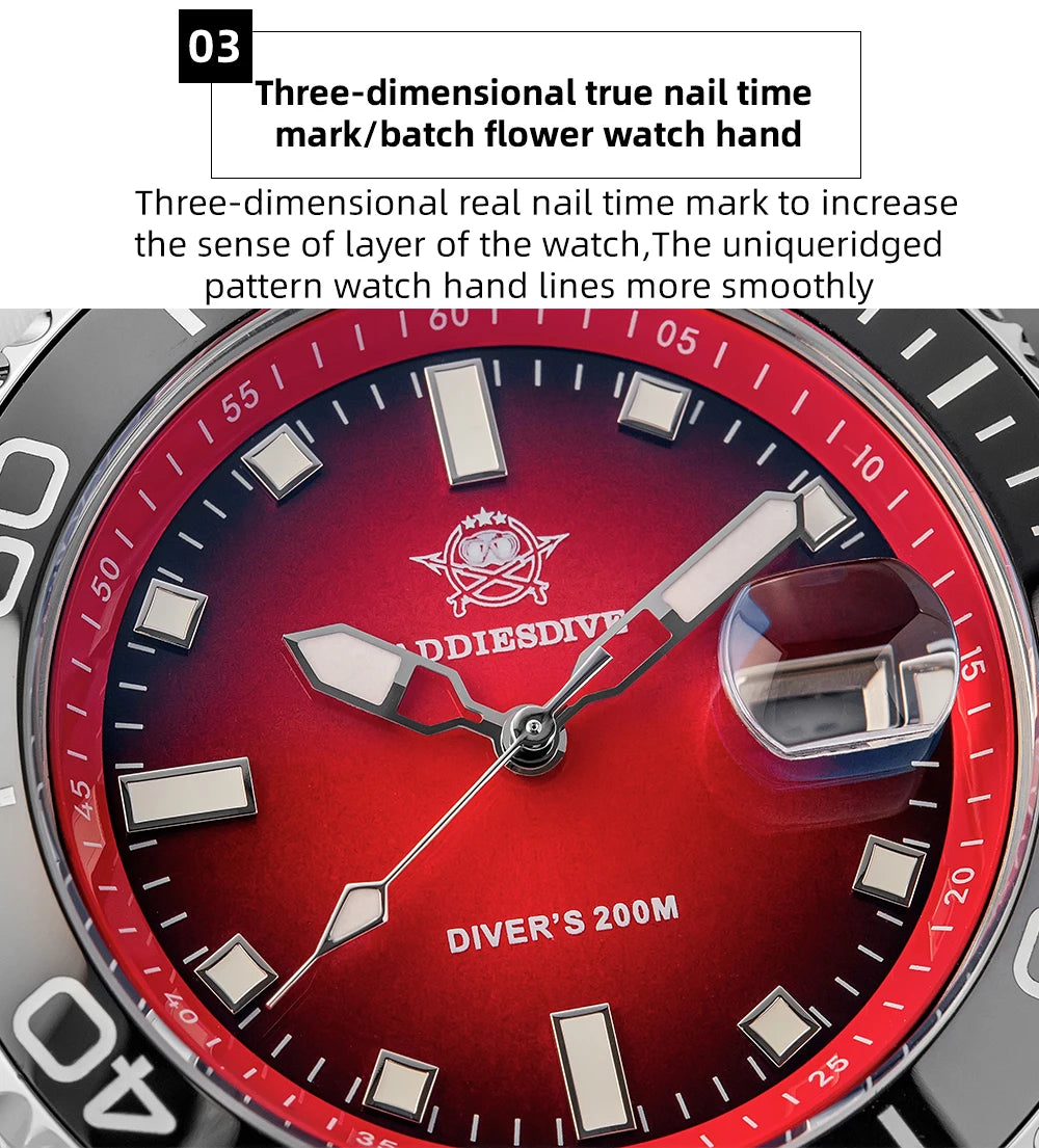 ADDIESDIVE 41mm Dive Watches For Men Ceramic Bezel BGW9 Waterproof Luminous Stainless Steel reloj hombre Colorful Dial Man Watch