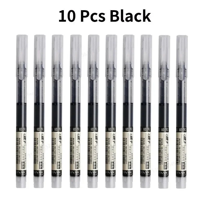 10Pcs/set | High Quality Needle Type Gel Pens | Straight Liquid Ballpoint Pen | Office Pen | For Professional Look | For Boss Look | Signing Pen