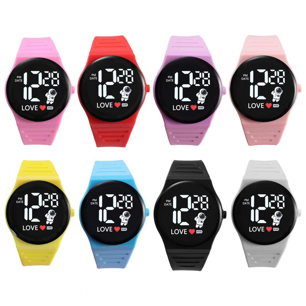 Silicone Wristband Watch Ergonomic Design Wristwatch Adjustable Led Electronic Watch Spaceman Pattern Soft Silicone for Men