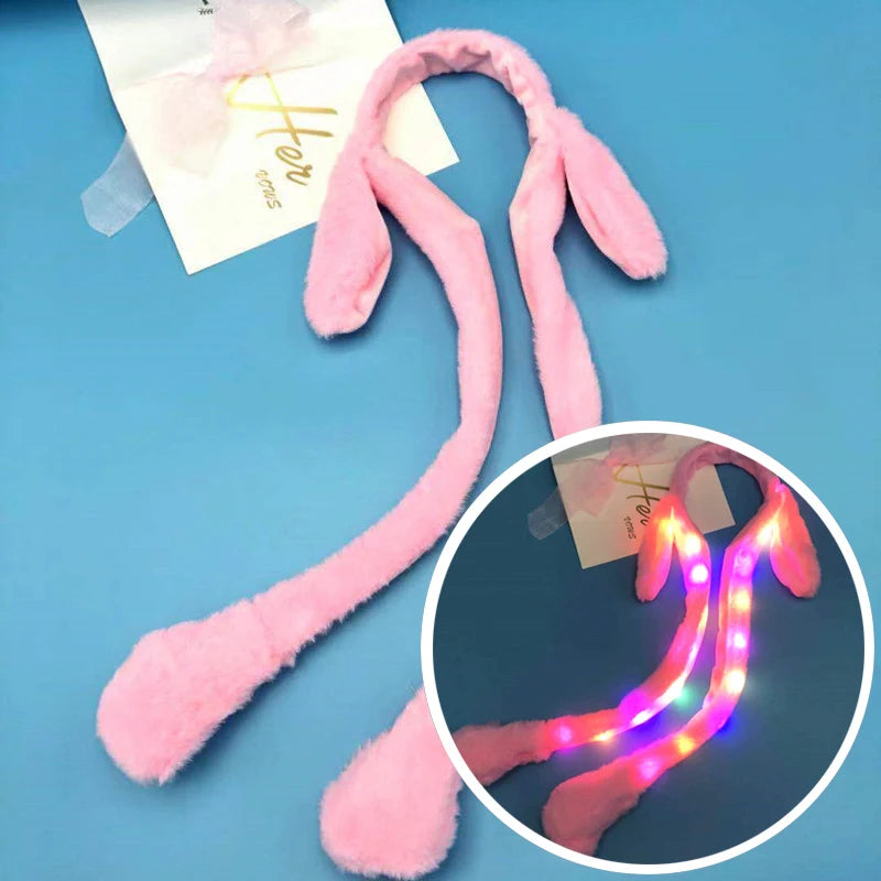 Cute Glow Rabbit Ear Hat Headband Sweet Can Moving Bunny Ears Plush Toy Hair Hoop Party Photo Props Headwear Gift