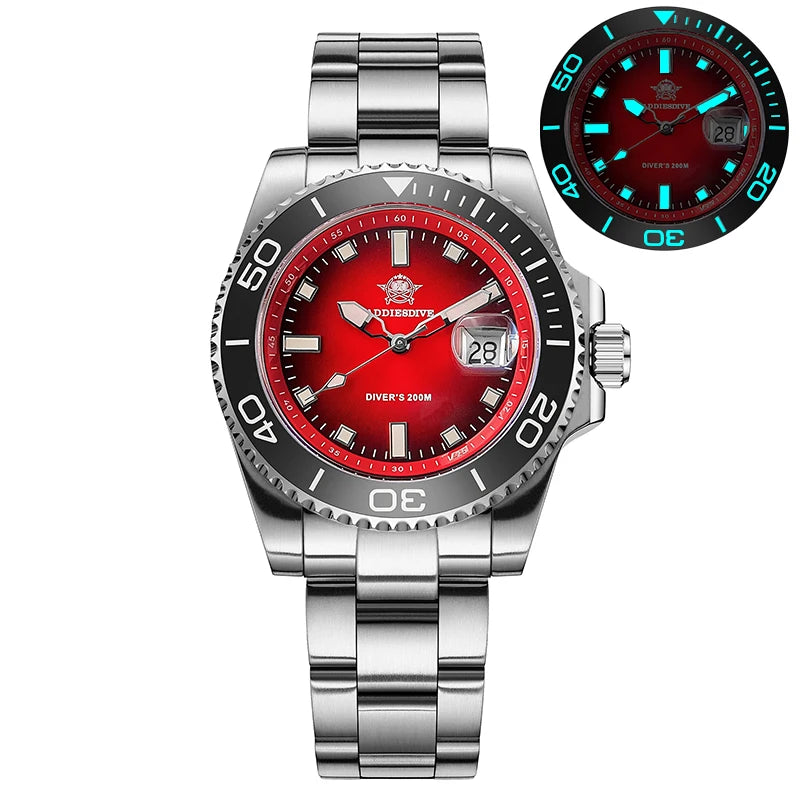ADDIESDIVE 41mm Dive Watches For Men Ceramic Bezel BGW9 Waterproof Luminous Stainless Steel reloj hombre Colorful Dial Man Watch