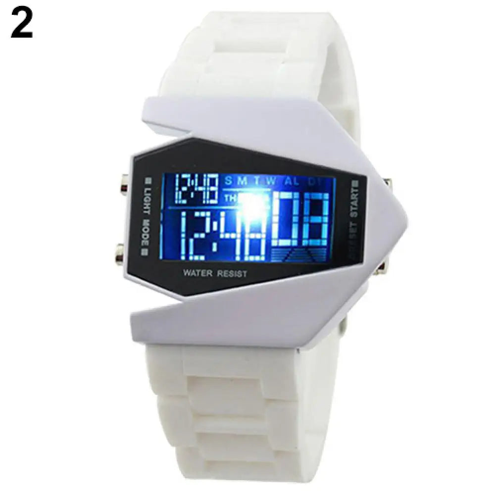 Creative Cool Men Wrist Watch Aircraft Oversized Design Light Digital Sports Plan Shaped Dial Wrist Watch