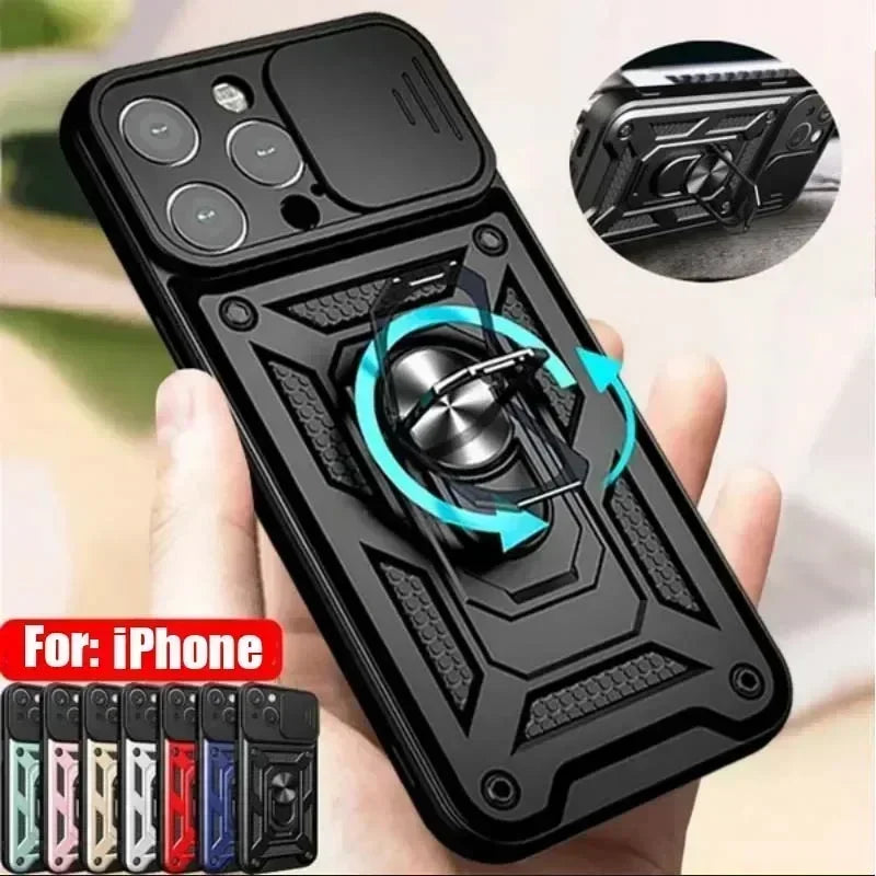 Cases For iPhone 16 Pro Max Plus | Shockproof Armor Slide Camera Lens Protection Cover