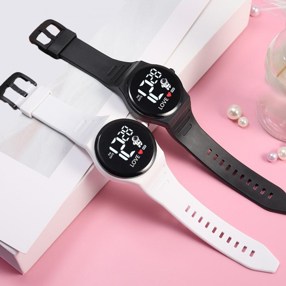 Silicone Wristband Watch Ergonomic Design Wristwatch Adjustable Led Electronic Watch Spaceman Pattern Soft Silicone for Men