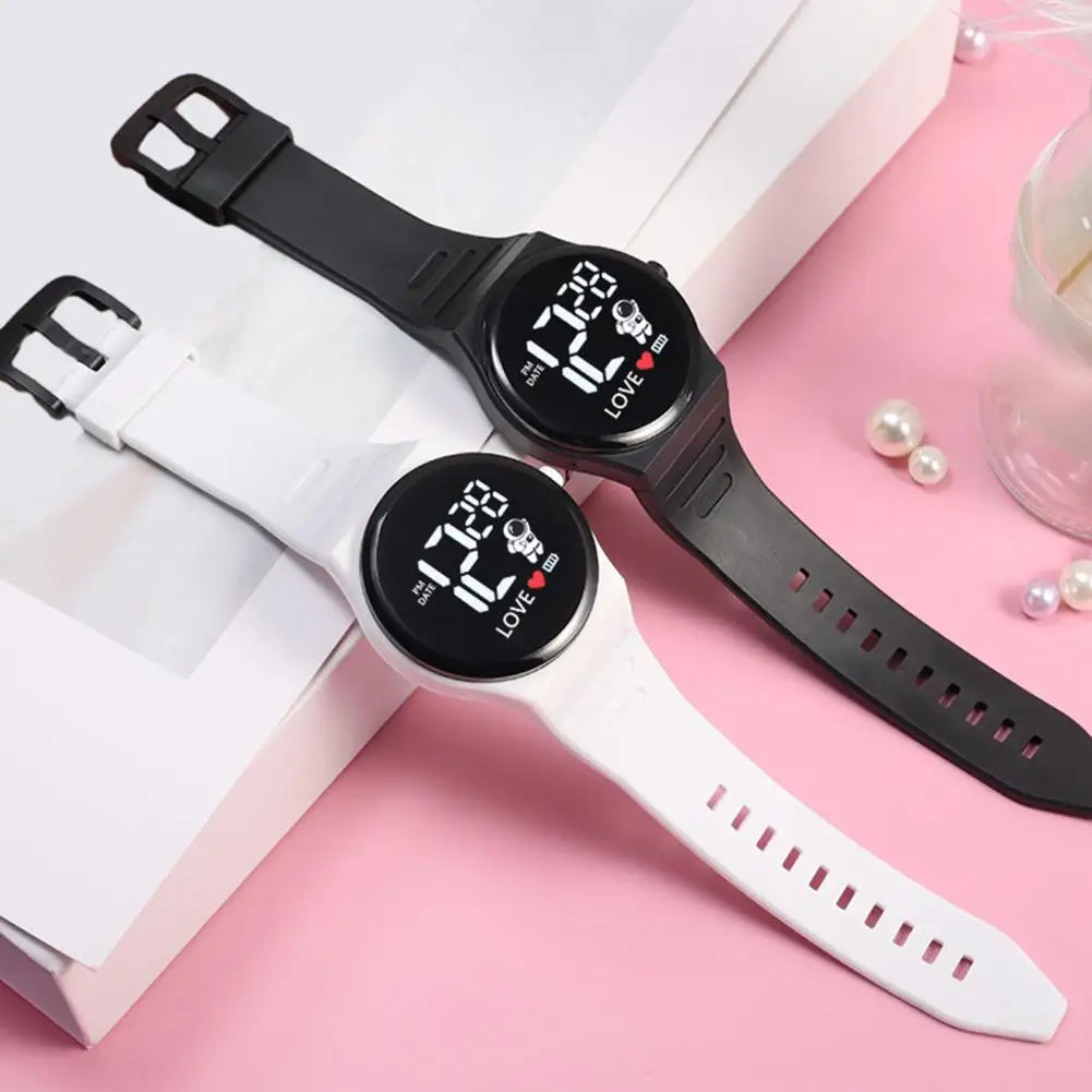 Silicone Wristband Watch Ergonomic Design Wristwatch Adjustable Led Electronic Watch Spaceman Pattern Soft Silicone for Men