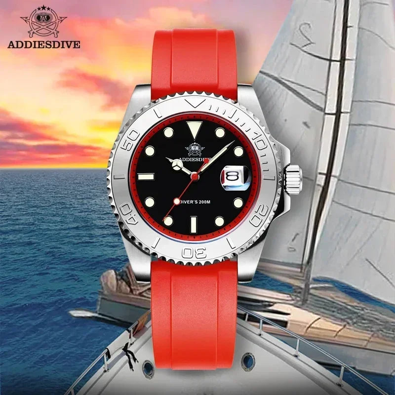 ADDIESDIVE AD2040 Man Rubber Quartz Watch Super Luminous Calendar Display 200m Waterproof  Diving Watches 41mm AD2040 Wristwatch