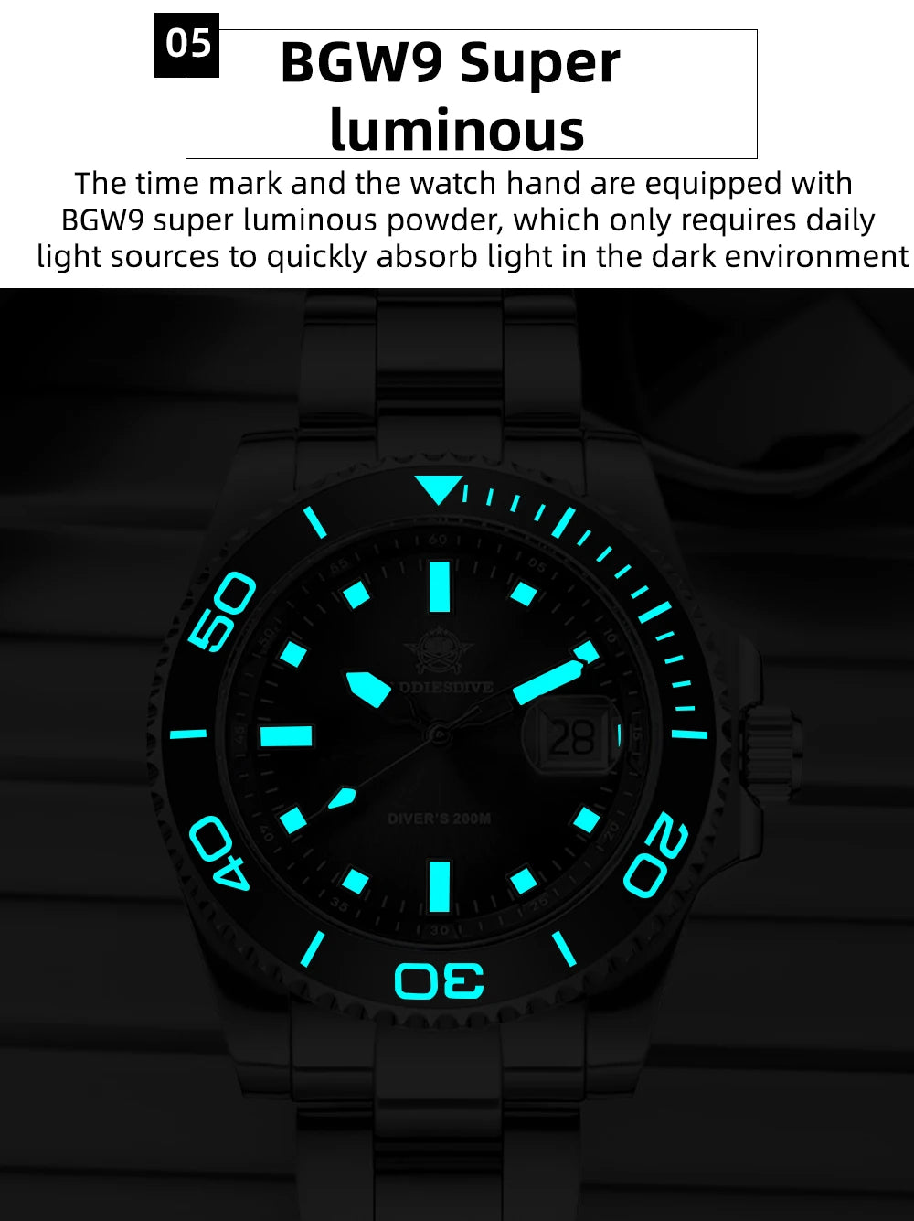 ADDIESDIVE 41mm Dive Watches For Men Ceramic Bezel BGW9 Waterproof Luminous Stainless Steel reloj hombre Colorful Dial Man Watch