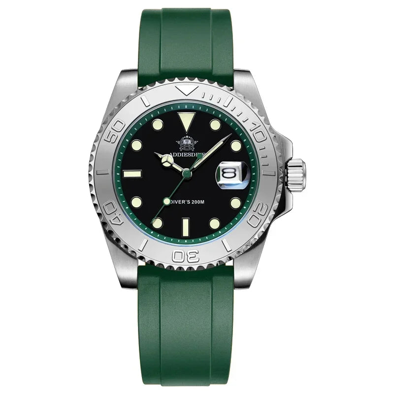 ADDIESDIVE AD2040 Man Rubber Quartz Watch Super Luminous Calendar Display 200m Waterproof  Diving Watches 41mm AD2040 Wristwatch