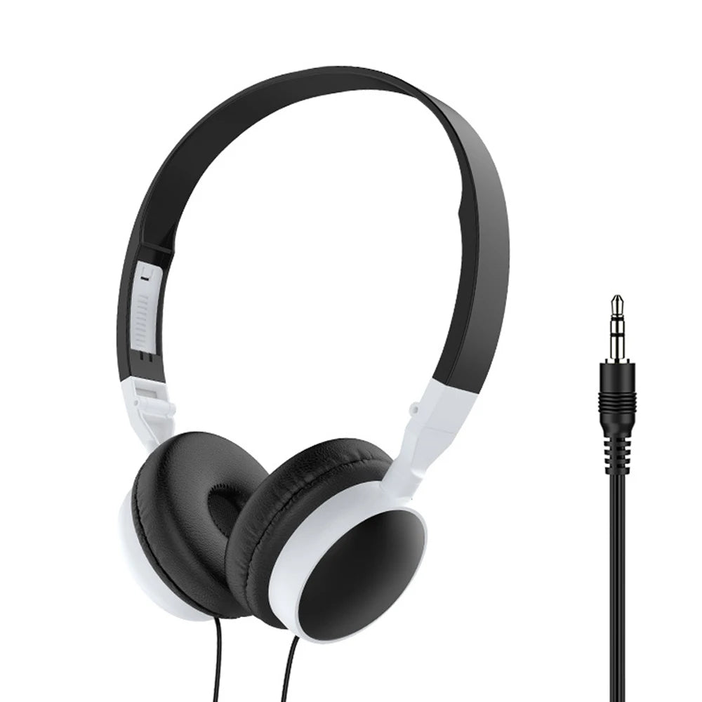 Over Ear Wired Headphones Portable Audio Bass HiFi Stereo 3.5mm Headsets Adjustable Black White Foldable Headphones Mobile Phone