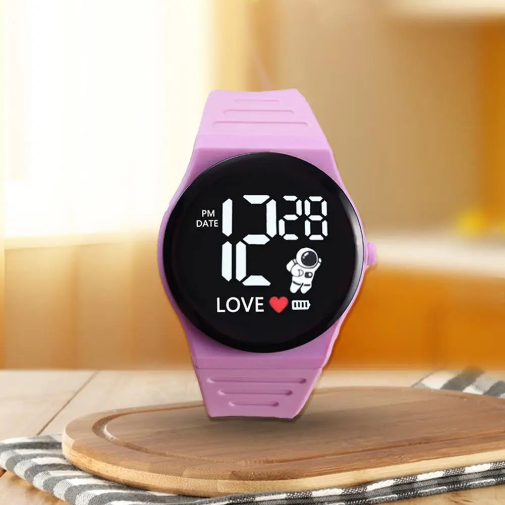 Silicone Wristband Watch Ergonomic Design Wristwatch Adjustable Led Electronic Watch Spaceman Pattern Soft Silicone for Men
