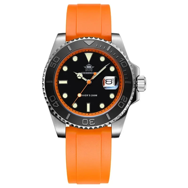 ADDIESDIVE AD2040 Man Rubber Quartz Watch Super Luminous Calendar Display 200m Waterproof  Diving Watches 41mm AD2040 Wristwatch